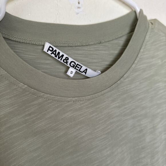 Pam & Gela Long Sleeve Shirred Dress Matcha Green Size Small - Picture 10 of 13